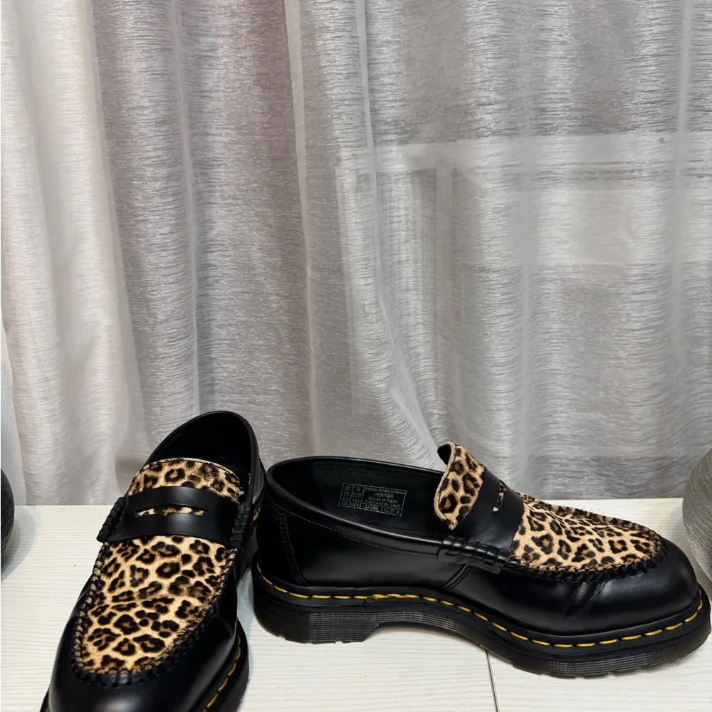Dr. Martens Black and Leopard Print Loafers - Picture 10 of 12